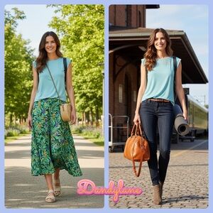 Maison Jules Flutter Sleeve Eyelet Detail top Sea Grove Casual Size Large